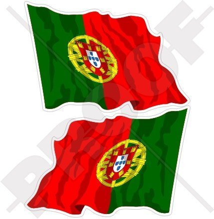 PORTUGAL Portugiesische Wehende Flagge Portugiesische Republik 75mm Auto & Motorrad Aufkleber, x2 Vinyl Stickers (Links - Rechts) von StickersWorld