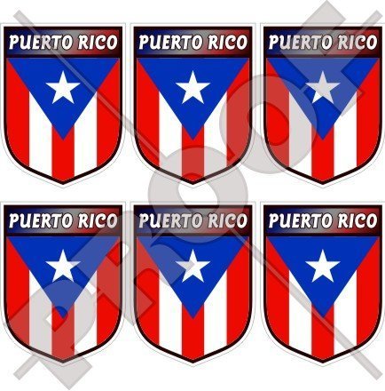PUERTO RICO Schild Puertorikanisch 40mm Mobile, Handy Vinyl Mini Aufkleber, x6 Stickers von StickersWorld