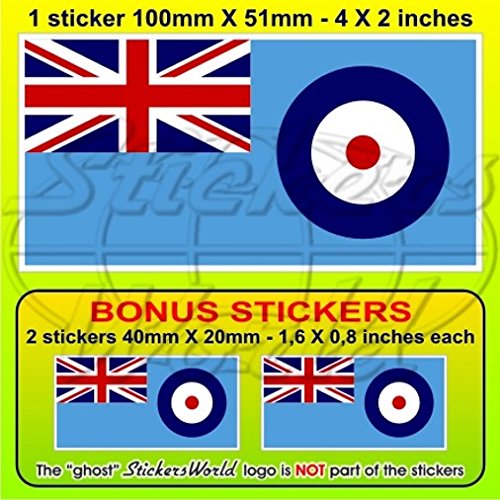 RAF Flagge British Royal Airforce Ensign UK 10,2 cm (100 mm) Vinyl Bumper Aufkleber, Aufkleber X1 + 2 Bonus von StickersWorld