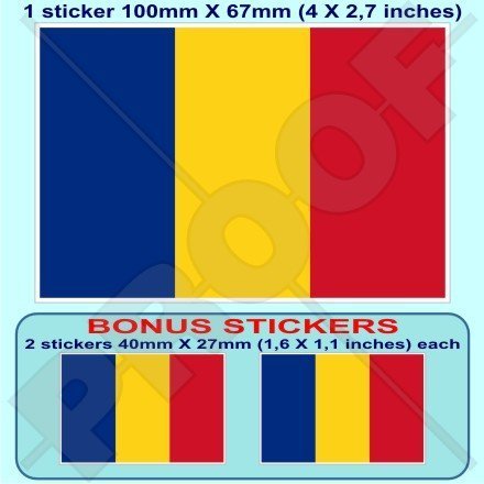 RUMÄNIEN Rumänische Flagge 100mm Auto & Motorrad Aufkleber, Vinyl Sticker x1+2 BONUS von StickersWorld