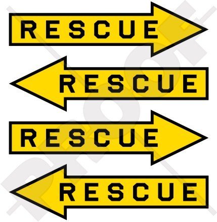Vinyl-Aufkleber "Rescue Airforce Aircraft", Pfeil USAF RAF, 50 mm, 4 Stück von StickersWorld
