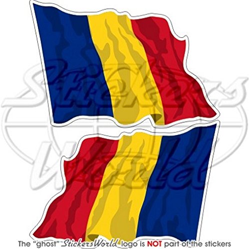 Rumänien Rumänische Waving Flag 119,4 cm (120 mm) Bumper Sticker, Aufkleber Vinyl X2 von StickersWorld