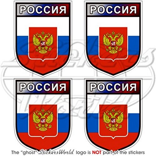 Russland Russische Föderation Shield 50 mm (5,1 cm) Vinyl bumper-helmet Sticker, Aufkleber X4 von StickersWorld