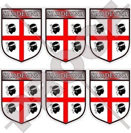 SARDINIEN Sardinischer Schild ITALIEN Sardinien Italienisch 40mm Mobile, Handy Vinyl Mini Aufkleber, x6 Stickers von StickersWorld