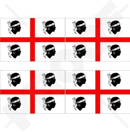 SARDINIEN Sardische Flagge ITALIEN Sardinien Italien 50mm Auto & Motorrad Aufkleber, x4 Vinyl Stickers von StickersWorld