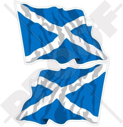 SCHOTTLAND Schottisch Wehende Flagge Großbritannien UK Saltire, Andreaskreuz 120mm Auto & Motorrad Aufkleber, x2 Vinyl Stickers (Links - Rechts) von StickersWorld