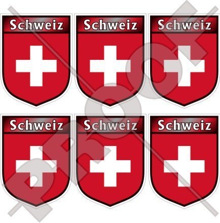 SCHWEIZ Schweizer Schild Suisse 40mm Mobile, Handy Vinyl Mini Aufkleber, x6 Stickers von StickersWorld