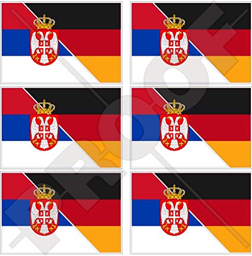 SERBIEN-DEUTSCHLAND Serbisch-Deutsch Flagge 40mm Mobile, Handy Vinyl Mini Aufkleber, Abziehbilder x6 Stickers von StickersWorld
