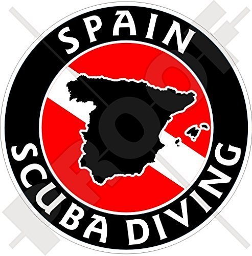 SPANIEN SCUBA DIVING Flagge-Spanische Kartenform 100mm Rundschreiben, Auto & Motorrad Aufkleber, Vinyl Sticker von StickersWorld