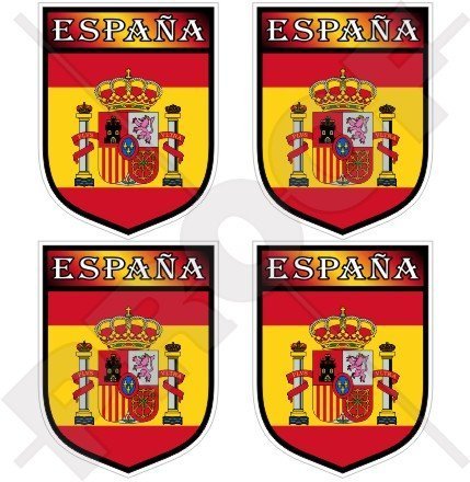 SPANIEN Spanischer Schild Espana 50mm Auto & Motorrad Aufkleber, x4 Vinyl Stickers von StickersWorld