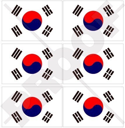 SÜDKOREA Flagge Daehan Minguk HANGUK Koreanisch 40mm Mobile, Handy Vinyl Mini Aufkleber, Abziehbilder x6 Stickers von StickersWorld