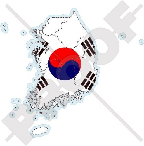 SÜDKOREA Karte-Flagge RoK Daehan Minguk Koreanisch 133mm Auto & Motorrad Aufkleber, Vinyl Stickers von StickersWorld