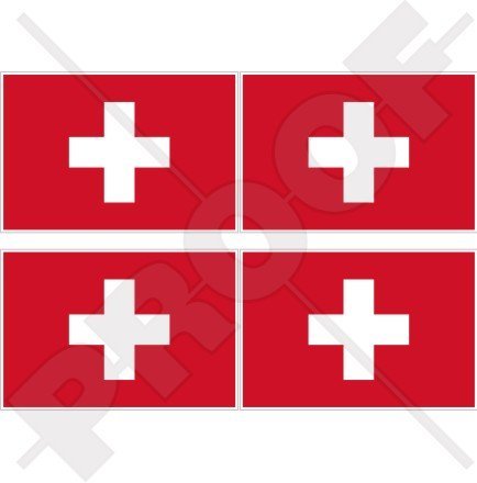 Schweiz Swiss Flagge Suisse, Schweiz 5,1 cm (50 mm) Vinyl bumper-helmet Sticker, Aufkleber X4 von StickersWorld