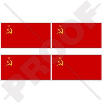 Aufkleber für Stoßstange, Helm, Sowjetunion-Flagge, UdSSR, kommunistisch, Russland, 50 mm, Vinyl, 4 Stück von StickersWorld