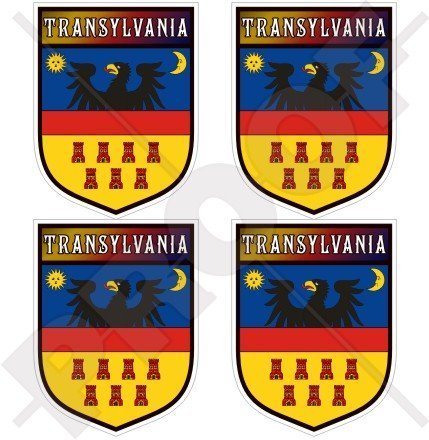 TRANSYLVANIA, SIEBENBÜRGEN Transsilvanisch Schild RUMÄNIEN 50mm Auto & Motorrad Aufkleber, x4 Vinyl Stickers von StickersWorld