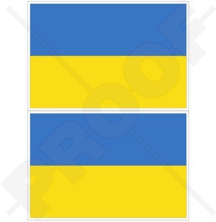 UKRAINE Ukrainische Flagge, Fahne Україна 100mm Auto & Motorrad Aufkleber, x2 Vinyl Stickers von StickersWorld