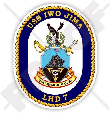 USS Iwo Jima lhd-7 Badge, USA Amphibisches Angriffsschiff US Navy, American 94 cm (95 mm) Vinyl Aufkleber, Aufkleber von StickersWorld