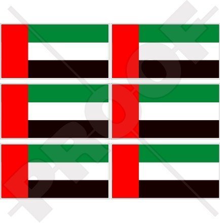 VEREINIGTE ARABISCHE EMIRATE Flagge, Fahne VAE Dubai, Abu Dhabi 40mm Mobile, Handy Vinyl Mini Aufkleber, Abziehbilder x6 Stickers von StickersWorld