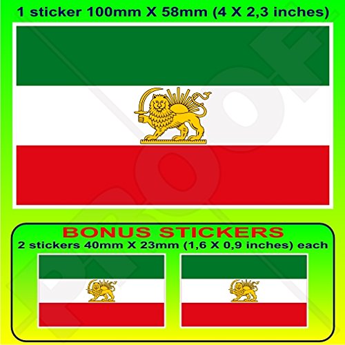 Vinyl-Aufkleber, Motiv: iranische Flagge, persisch, 100 mm, 1 + 2 Bonus von StickersWorld