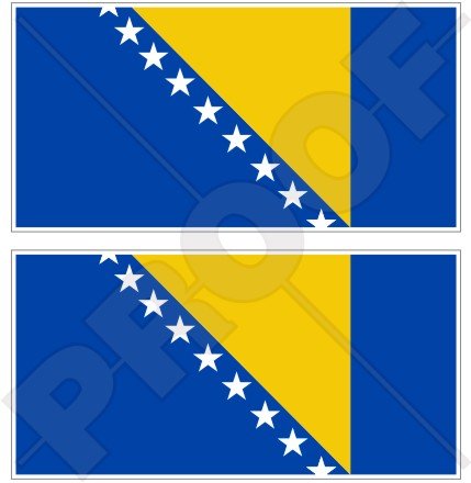 Vinyl-Aufkleber mit Bosnien und Herzegowina Flagge, 75 mm, 2 Stück von StickersWorld