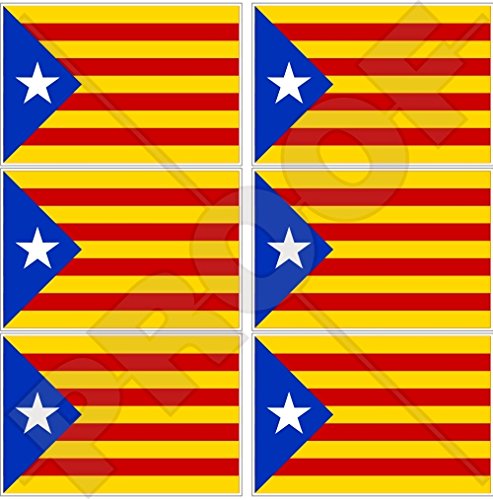 Vinyl-Mini-Aufkleber Katalonien, Katalanische Unabhängigkeit, blaue Flagge, Spanien, Estelada Blava, Spanisch, 40 mm (1,6 Zoll), für Mobiltelefone, 6 Stück von StickersWorld