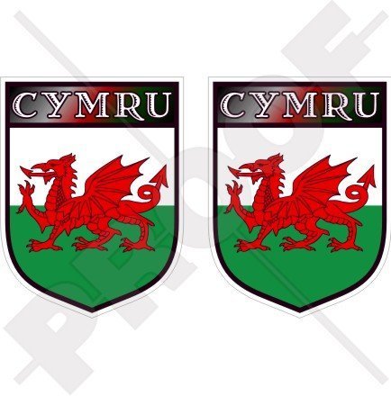 WALES Cymru Waliser Schild Großbritannien UK 75mm Auto & Motorrad Aufkleber, x2 Vinyl Stickers von StickersWorld