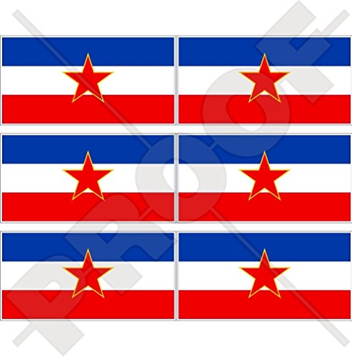 Yugoslawien SFR Flagge, Sozialistische Bundesrepublik, SFR, Jugoslawische 40 mm (1,6 Zoll) Handy-Vinyl-Mini-Aufkleber, 6 Stück von StickersWorld