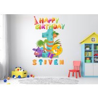 1.geburtstag Tier Wandtattoo Personalisiertes Geschenk Dino Vinyl Wandsticker 3247Er von StickersanddecalsArt