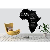 Afrika Karte I Am Black History Strong Proud Smart Power Top Selling Afro Girl Kunst Schöne Schönheit Wanddekoration Vinyl 3802Er von StickersanddecalsArt