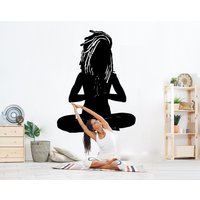Afro Girl Yoga Wandtattoo Meditation Deko Kunst Namaste Chakra Lotus Wandkunst Geschenke Frau Mädchen Inspirierend Aufkleber Seele Buddha 3217Er von StickersanddecalsArt