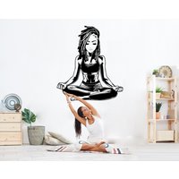 Afro Girl Yoga Wandtattoo Meditation Dekor Art Namaste Chakra Lotus Wand Kunst Geschenke Frau Mädchen Locs Inspirierende Aufkleber Seele Buddha von StickersanddecalsArt