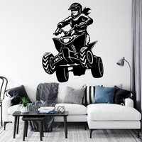 Atv Mädchen Wandtattoo, Quad-Wand-Dekor 4 X Wheeler Offroad Bedroom Dirt Bike Geschenk Kostenlose Aufkleber Kunst Vinyl Sport Wand Zimmer 3228Er von StickersanddecalsArt