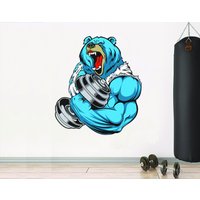 Bär Gym Wandtattoal Custom Fitness Dekor Workout Art Vinyl Gorilla Quote Sticker Schlafzimmer Mädchen Motivation Crossfit 3195Er von StickersanddecalsArt