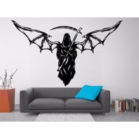 Bat Grim Reaper Wanddeko Halloween Wandtatto Wandsticker Trick Or Trat Vinyl Fledermaus Aufkleber 3480Er von StickersanddecalsArt