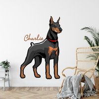 Doberman Hunde Wandtattoa Wandtattoal Hundeliebhaber Tiere Hund Wandaufkleber Sticker Vinyl 3595Er von StickersanddecalsArt