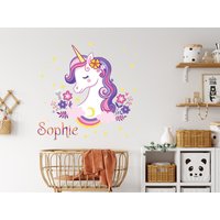 Einhorn Sind Zauberhaftes Kleines Mädchen Namens Wandtattoal Schönes Schönheit Personalisiertes Geschenk Für Sie Vinyl Wandkunst Aufkleber 3763Er von StickersanddecalsArt