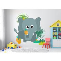 Elefant Blatt Kinderzimmer Wanddeko, Wandsticker, Kinderzimmer, Baby Mädchen, Junge, Geschenke, Schlafzimmer, Vinyl 3395Er von StickersanddecalsArt