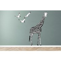 Giraffe Wandtattoal Wanddeko Tiere Möwe Vögel Aufkleber Wandschild Safari Haus Dekor Wohnzimmer Wandaufkleber 3403Er von StickersanddecalsArt