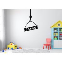 Große Benutzerdefinierte Name Bau Kran Lkw Wand Aufkleber Bulldozer Aufkleber-Personalisierte Kinderzimmer Vinyl Kinder Dekor 3109Er von StickersanddecalsArt