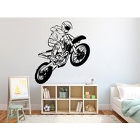 Großer Motocross Wandtattoal Motorrad Wanddeko Schmutzrad Geschenk Free Style Aufkleber Kunst Vinyl Sport Wandkunst Raum Wand 3671Er von StickersanddecalsArt