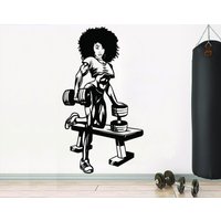 Gym Girl Wandtattoo Afro Workout Fitness Zitat Deko Kunst Vinyl Wandsticker Schlafzimmer Mädchen Motivation Crossfit 3766Er von StickersanddecalsArt