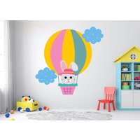 Kaninchen Ballon Kinderzimmer Wand Dekor, Wandkunst, Wandsticker, Kinderzimmer, Baby Mädchen, Junge, Geschenke, Schlafzimmer, Vinyl 3394Er von StickersanddecalsArt