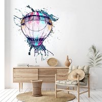 Luftballon Wandtatz | Wandaufkleber Wand Dekor Ballon Wandkunst Aquarell Wandtatzug Mond 3693Er von StickersanddecalsArt