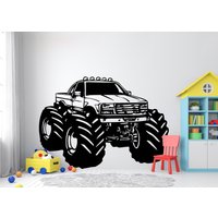 Monster Truck Wandtattoal Wandtattoe Auto Aufkleber Personalisiert Name Fahrzeug Vinyl Wandsticker Jungenzimmer Dekor 3316Er von StickersanddecalsArt