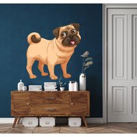 Mops Wandtattoal Hund Kinder Wanddeko Hundeliebhaber Tiere Anime Wandtattoa Wandaufkleber Aufkleber Vinyl 3437Er von StickersanddecalsArt