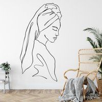 One Line Art Damen, Mid Century Modern Wandtatto Spa Salon Wandsticker, Wanddeko, Mädchenzimmer Wandkunst, Home Decor 3886Er von StickersanddecalsArt