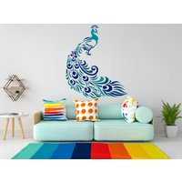 Pfau Wandtattoal Wanddeko Wild Wandkunst Aufkleber Interior Design Büro Wandbilder Geschenke Vinyl 3767Er von StickersanddecalsArt