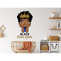 Prince Afro Little Boy Hair in Locs Krone Custom Boys Name Wandaufkleber Jungen Geschenke Sie Vinyl Wandsticker 3570Er von StickersanddecalsArt