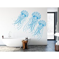 Qualle Wandtattoa, Wandsticker, Badezimmer Dekor, Zimmer Wand Kunst Home Dekor 3968Er von StickersanddecalsArt