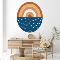 Regenbogen Bogen, Costellatioin Mid Century Modern Boho Sterne Wandtattoo Wandtattoo, Kinderzimmer Dekor, Wandkunst, Home Decor 3370Er von StickersanddecalsArt